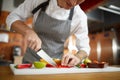 Chef Cutting Vegetables Closeup Royalty Free Stock Photo