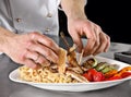 Chef decorate plate Royalty Free Stock Photo