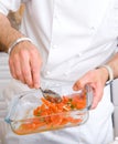 Chef decorate plate Royalty Free Stock Photo