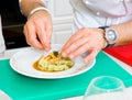 Chef decorate plate Royalty Free Stock Photo