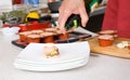 Chef decorate plate Royalty Free Stock Photo