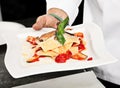 Chef demonstration preparing food Royalty Free Stock Photo