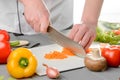 Chef dicing a carrot