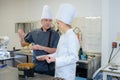 Chef discussing with commis chef Royalty Free Stock Photo