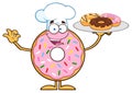 Chef Donut Cartoon Character Serving Donuts