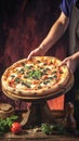 Chef duo presents Offering delectable pizza in a hotel or restaurant Royalty Free Stock Photo