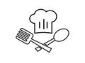 Chef emblem with toque and spoon isolated on a white background. Vector stock illustration for card