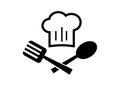 Chef emblem with toque and spoon isolated on a white background. Vector stock  illustration for card Royalty Free Stock Photo