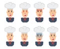 Chef emotions set of flat icons