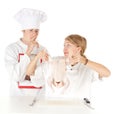 Chef examining cook