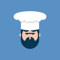 Chef face logo. Cook in cap symbol. Vector illustration