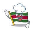 Chef flag suriname character with cartoon shape