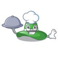 Chef with food beach hat isolated in the with cartoons Royalty Free Stock Photo