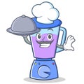 Chef with food blender character cartoon style