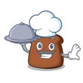 Chef with food brown bread mascot cartoon