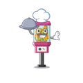 Chef with food candy vending machine with the character Royalty Free Stock Photo