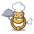 Chef with food elegant fashion door knocker mascot cartoon
