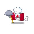 Chef with food flag canadian is stored cartoon cupboard