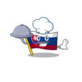 Chef with food flag slovakia isolated in the cartoon