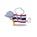 Chef with food flag thailand cartoon is stored character closet