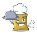 Chef with food flour mascot cartoon style