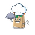 Chef with food grocery bag isolated with the character Royalty Free Stock Photo