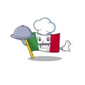 Chef with food italy flags isolated wth the cartoon