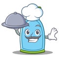 Chef with food liquid soap character cartoon