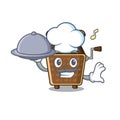 Chef with food music box in the mascot shape Royalty Free Stock Photo