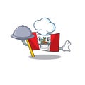 Chef with food peru cartoon flag attached to wall mascot