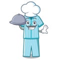 Chef with food pyjamas placed on a cartoon bed