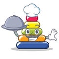 Chef with food pyramid ring character cartoon Royalty Free Stock Photo
