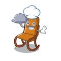 Chef with food rocking chair in the cartoon shape Royalty Free Stock Photo