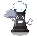 Chef with food rook chess in the character shape