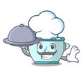 Chef with food steel pot mascot cartoon