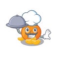 Chef with food tangerine with in the mascot shape