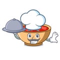 Chef with food tomato soup character cartoon