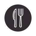 chef, fork and knife kitchen utensil silhouette style icon