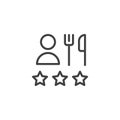 Chef, fork knife and three stars line icon