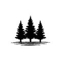 Vintage retro hipster Evergreen, Pine Cedar, blue spruce tree Logo design