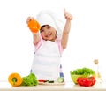 Chef girl preparing healthy food