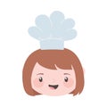 Chef girl smiling face with hat cartoon character isolated icon design Royalty Free Stock Photo