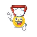 Chef gold medal with the character shape