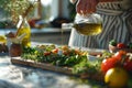 The Dance of Flavors A Chefs Olive Oil Ritual Royalty Free Stock Photo