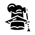 chef and graduate cooking courses hat glyph icon vector illustration