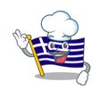 Chef greece character flag hoisted on mascot pole