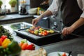 chef grilling vegetables on an indoor contact grill Royalty Free Stock Photo