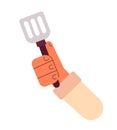 Chef hand hold spatula flat semi flat colour vector object