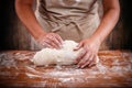 Chef hands cooking dough Royalty Free Stock Photo