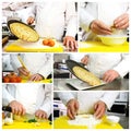 Chef hands photo collage Royalty Free Stock Photo